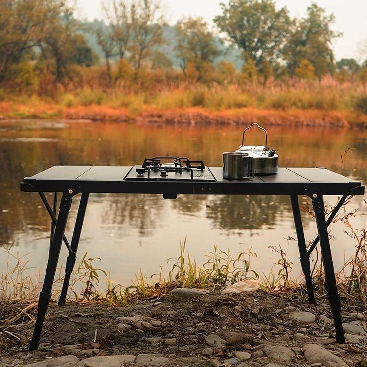 Outdoor Camping Aluminum Alloy IGT Table Foldable Adjustable Portable Barbecue Table Movable Kitchen Metal Outdoor Picnic Table