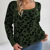 Vintage Leopard Color Cardigan Knitwear Long Sleeve Loose Sweater O Neck Top for Autumn Winter