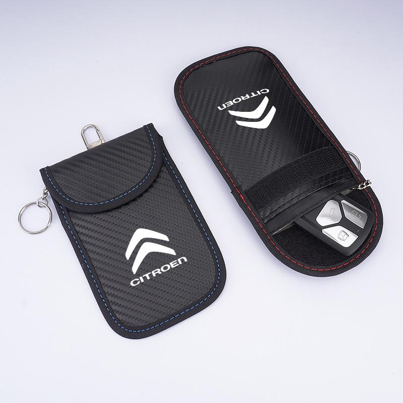 Leather Car Key Case Signal Blocker Bag Shielding Pocket For Citroen C1 C2 C3 Grand C4 Picasso C4L VTS C-ELYSEE DS Accessories aje256