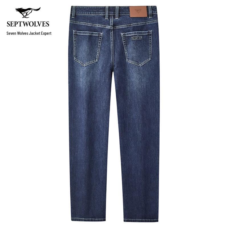 Septwolves Men's Lycra Washed Straight-Leg Jeans