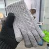 Knitted Wool Gloves Camel Wool Piled Thickened Thermal Gloves Outdoor Versatile Cold-proof Gloves