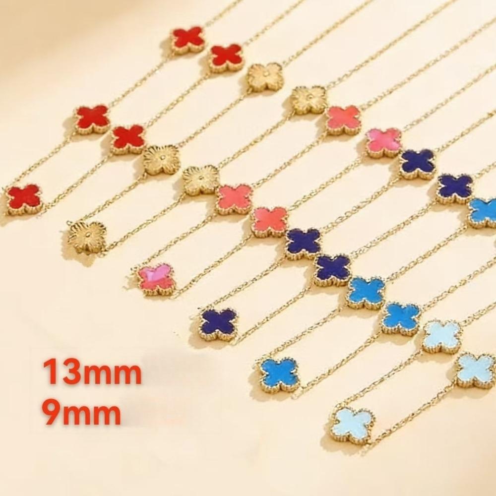 Collana a Quattro Foglioline e Cinque Fiori Double-sided in Acciaio al Titanio - Choker di Lusso Premium da Donna