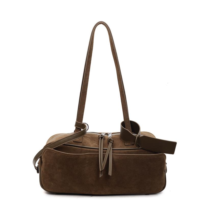 

Frosted portable Boston bag versatile pillow bag 2025 autumn and winter new commuter retro shoulder armpit bag хакі
