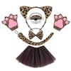 Set Maschera di Halloween per Bambini con Fascia Testa Testa di Leopardo e Orecchie da Gatto con Adesivi per il Viso