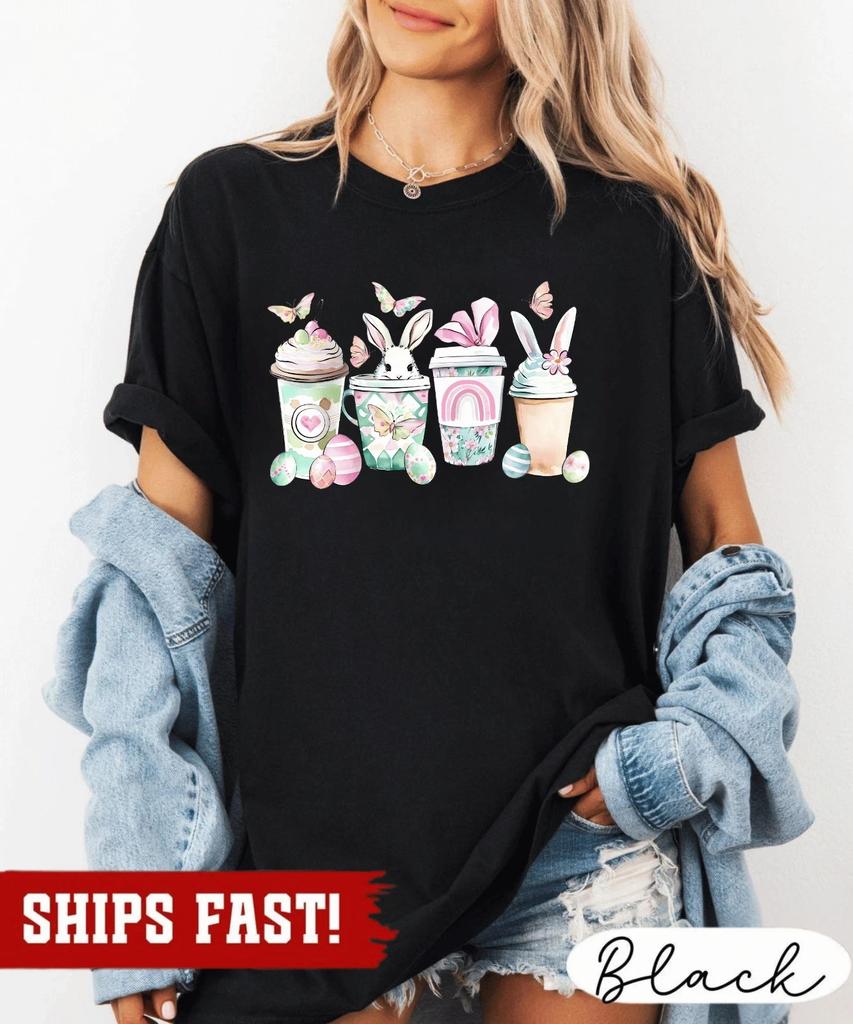 Easter Coffee T-Shirt Easter Bunny Shirt Funny Easter Shirt Gift For Easter