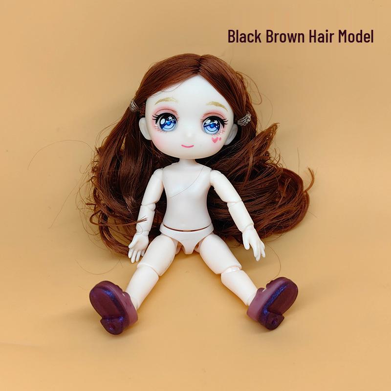 13cm BJD Blank Dress-Up Doll with 9.5cm Live Hands and Face-Up, Includes Princess Accessories