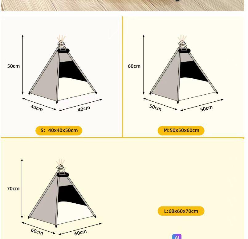 Cat Tent Dog House Removable and Washable Canvas Dog House New Zealand Pine Pet Tent House