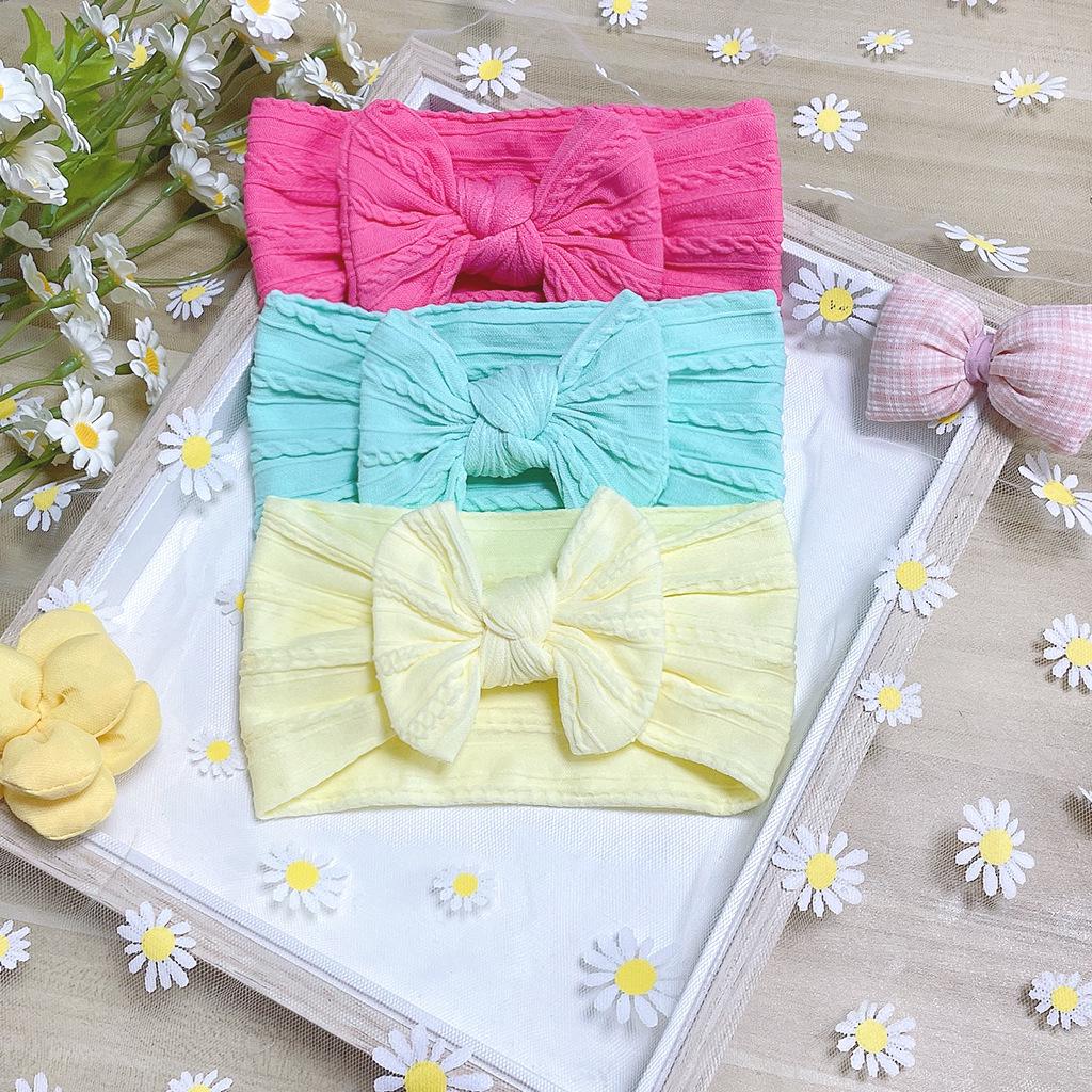 Soft Twisted Nylon Baby Headband with Wide Bow