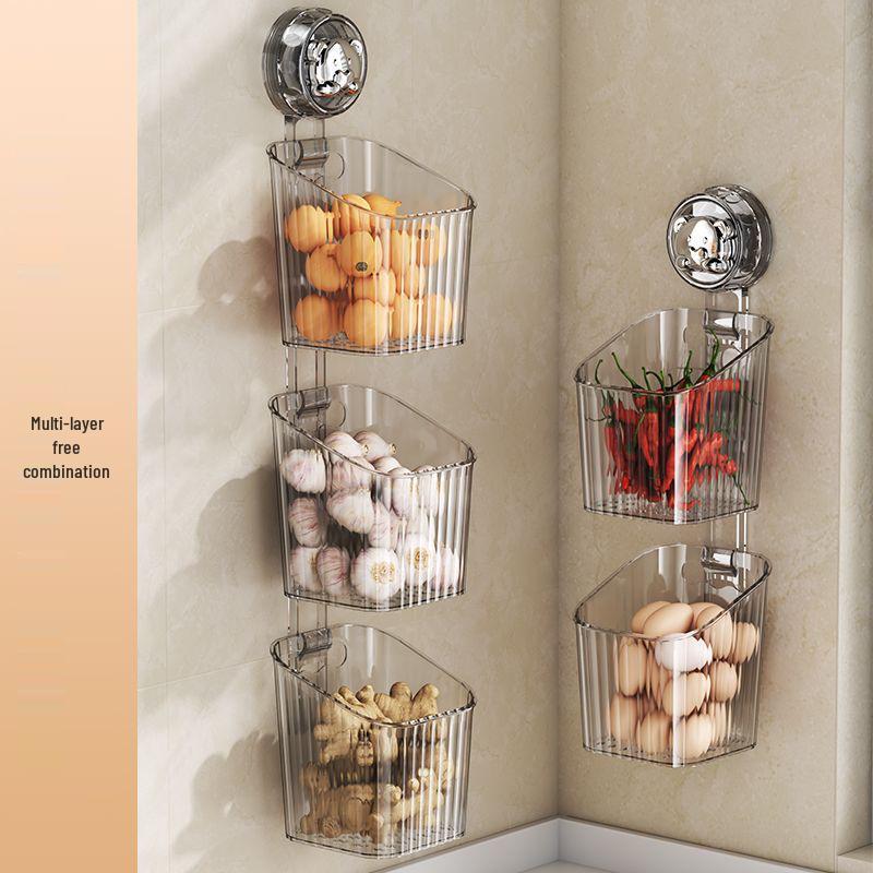 Punch-Free Wall-Mounted Garlic & Onion Storage Basket