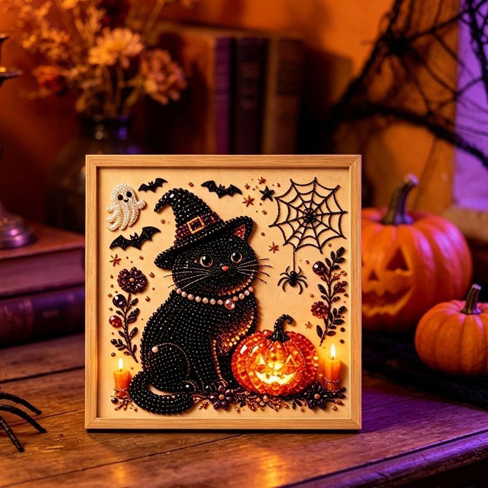 Perły Żywiczne DIY Zestaw do Sztuki z Pereł Płótno z Nadrukiem Halloweenowa Sztuka z Pereł Sezonowa Dekoracja Domu