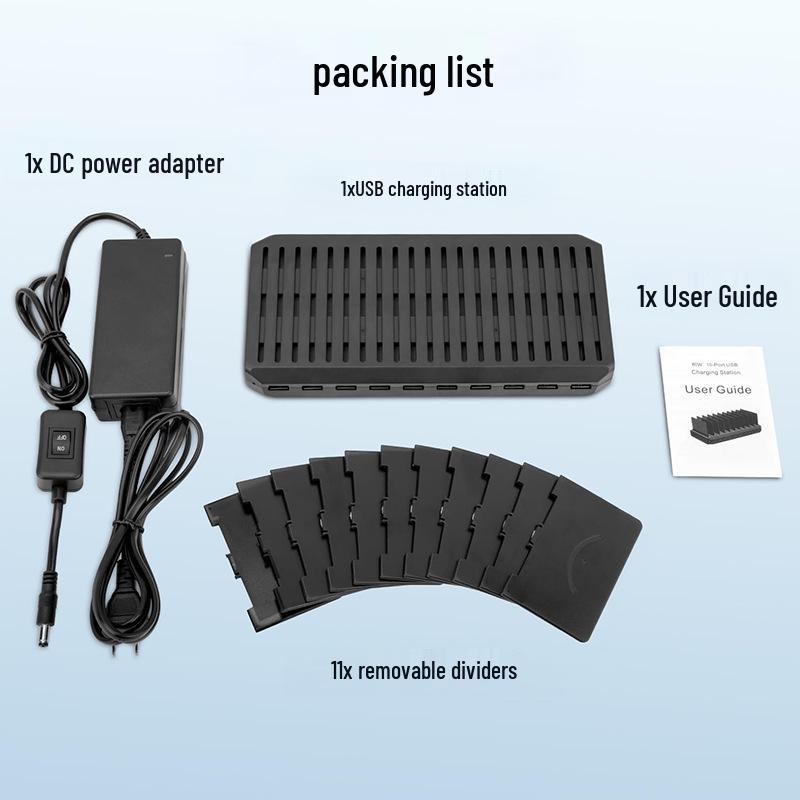 10-Port Universal USB Charging Station with Type-C for Tablets & Phones