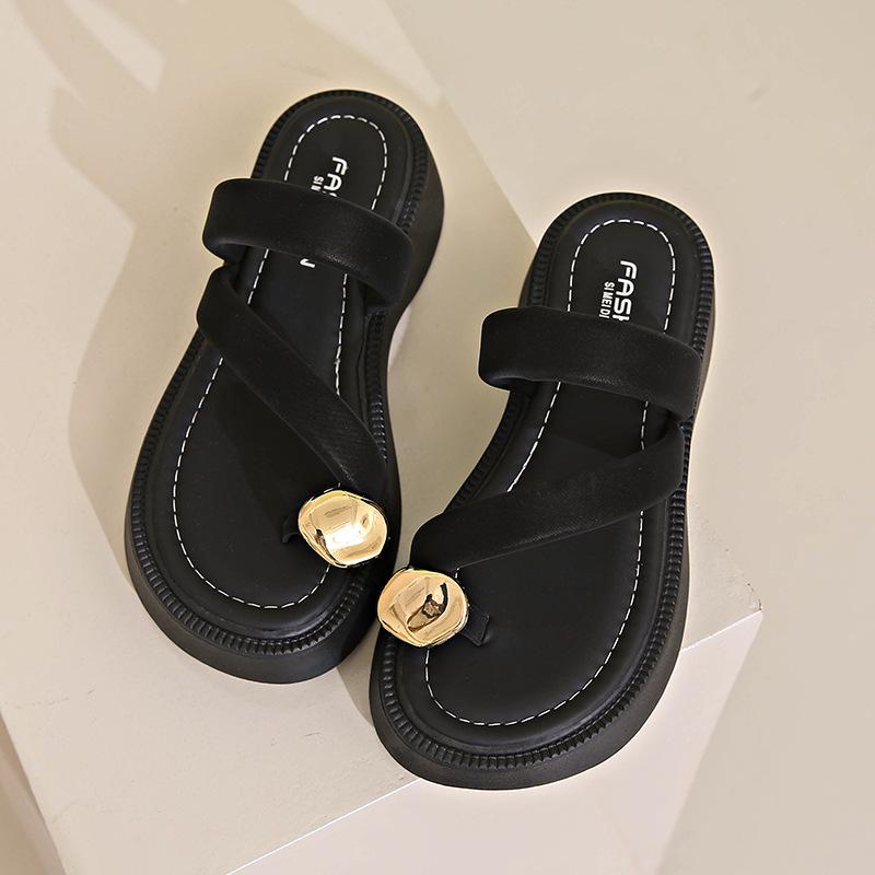 

[Customized] H228 sandals women s 2025 new summer popular versatile outer wear thick sole soft sole heightening Mori series rest 40