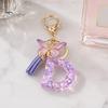 Letter A-Z Key Holder Purple Series Keychain Pendant, Sequins Star Initial Charm Chain with Butterfly Tassel Design, for Bag Purse Backpack Non-fading