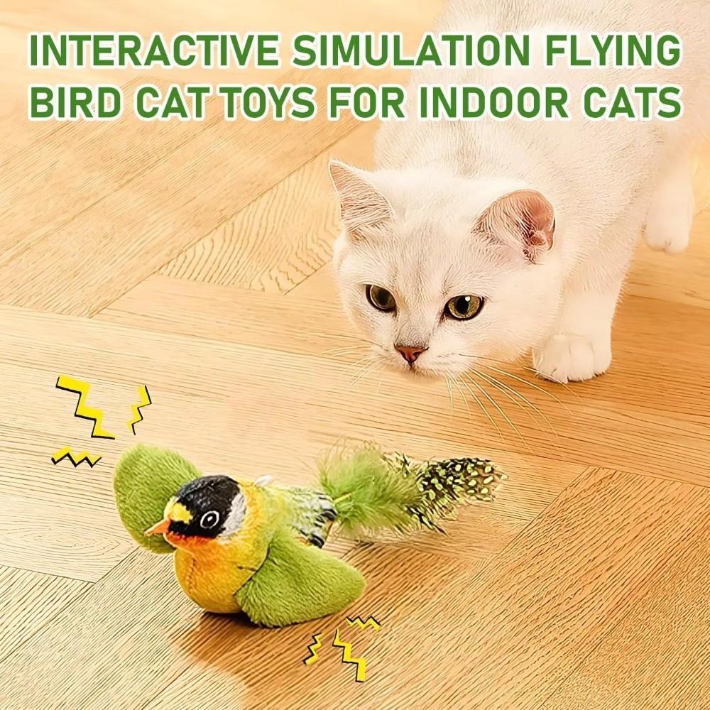 Flying Bird Cat Toy Self-entertainment Bird-Shaped Realistic Bird Sound Cat Toy Vivid Chirping Simulation Bird Interactive Cat