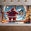 Holiday Backdrop Santa Claus Theme Xmas Display Holiday Event Background Red White Color Xmas Party Backdrop For Christmas Party