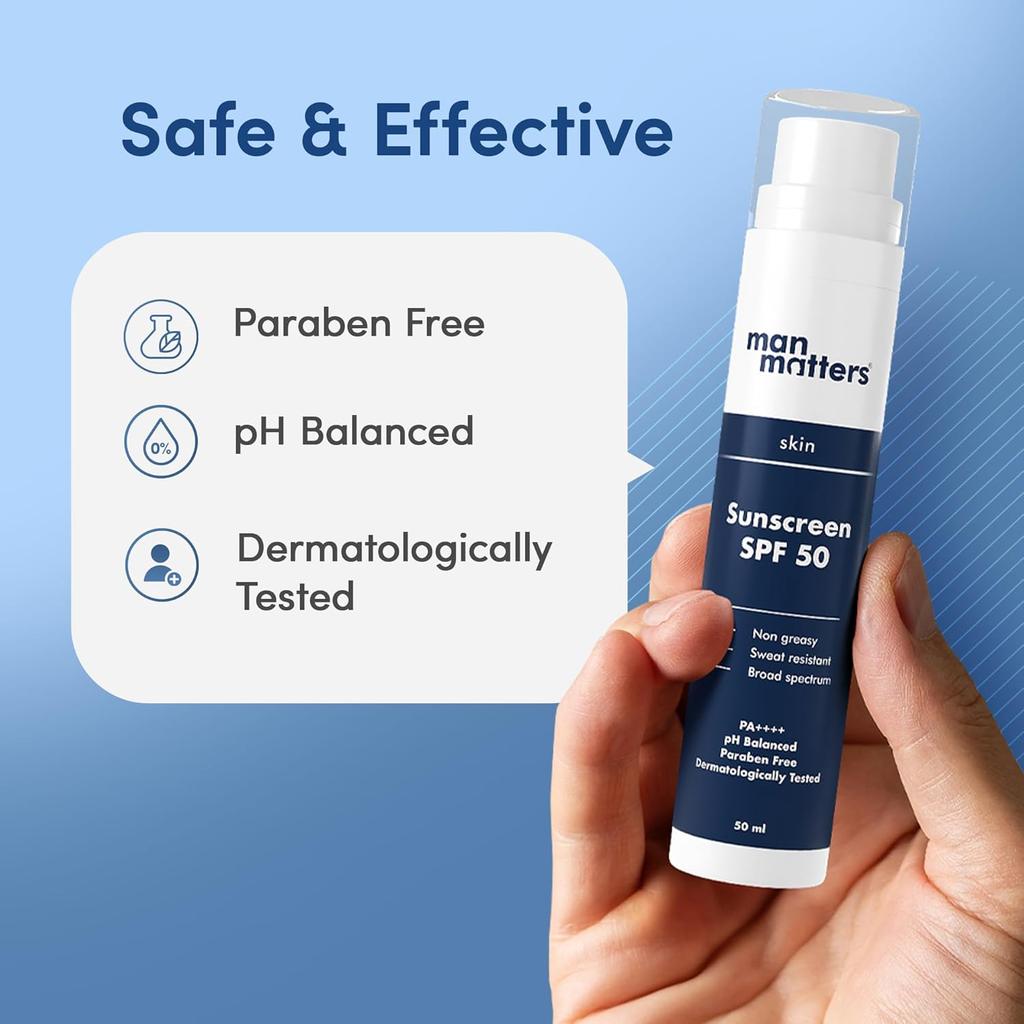 Man Matters Probiotische Sonnencreme LSF 50 PA++++ 50ml Breitbandschutz Schweißresistent Leichter Schutz