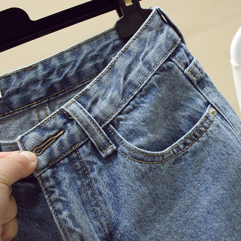 Nine-point Ripped Jeans for Women In Spring and Autumn Korean New Loose High-waisted Slimming Harlan Dad Pants