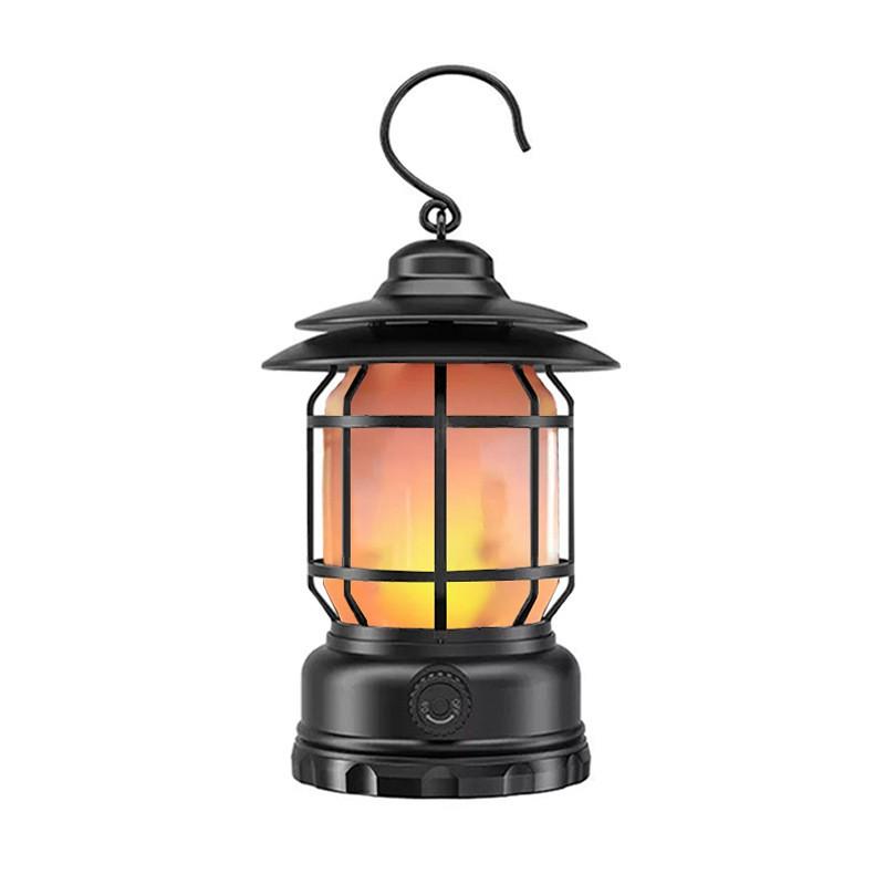 Portable LED Camping Lantern With Rotating Switch Outdoor Hanging Light Tent Campfire Hiking Emergency
