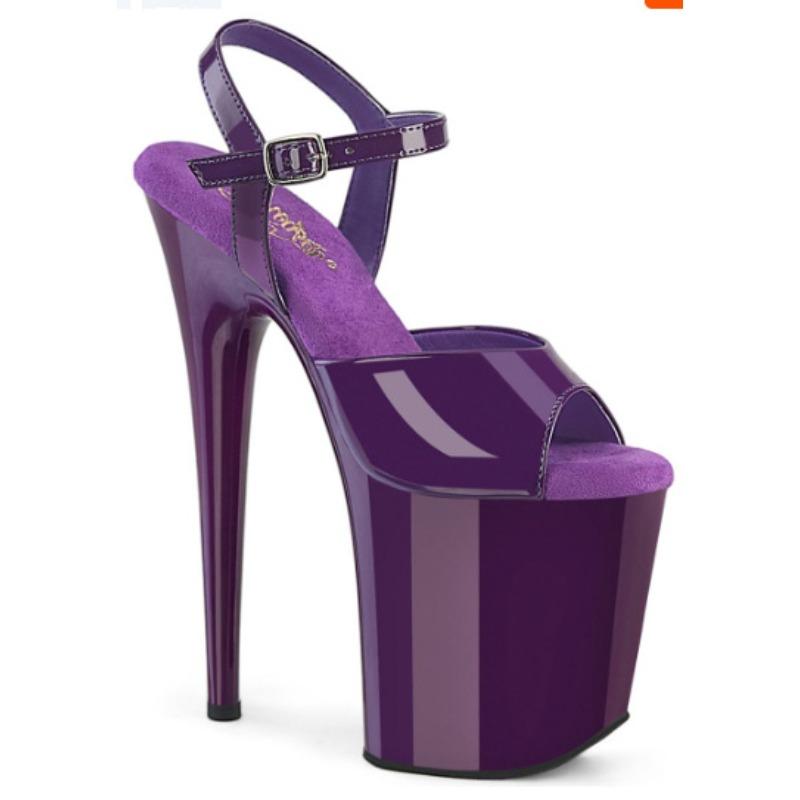 

High-heeled sandals women s bright leather ultra-high heel waterproof table design sense niche thin heel fish mouth high heels summer 46