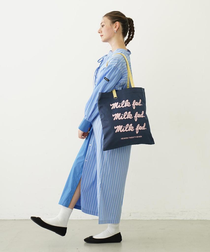 Milkfed Ice Logo Flat Tote Navy Women's Bag,