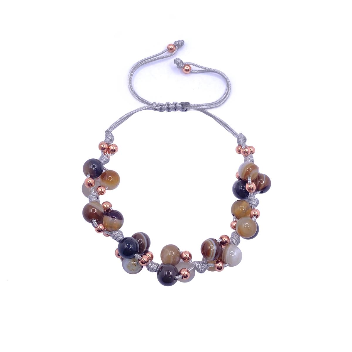 

Botswana Agate Natural Stone Ladder Closure Rope Adjustable Bracelet for Any Wrist