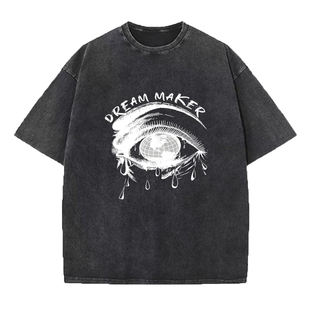 Herrenmode Bedrucktes Retro Gewaschenes T-Shirt 2026 Neue Ankunft Bedruckter Rundhals Kurzarm Sommerurlaub Reise Lässiges Oberteil