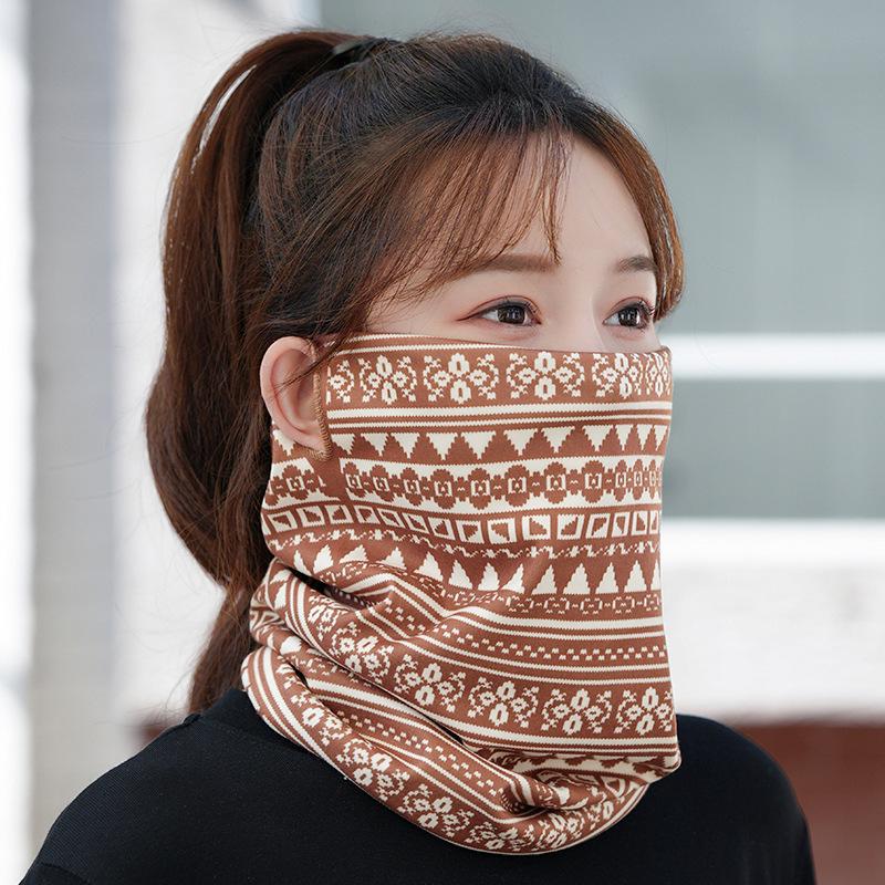 Women's Autumn & Winter Plush Face Mask Neck Protector: Windproof, Warm, and Versatile Scarf Set for Outdoor Cycling