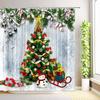 Merry Christmas Shower Curtain Santa Claus Winter Snowman Snowflake Buffalo Plaid Reindeer Xmas Bathroom Decor Fabric with Hooks