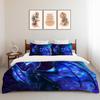 Longtu Three-Piece Quilt Cover 3D Digital Printing Bedding Set Blue Bed Cover