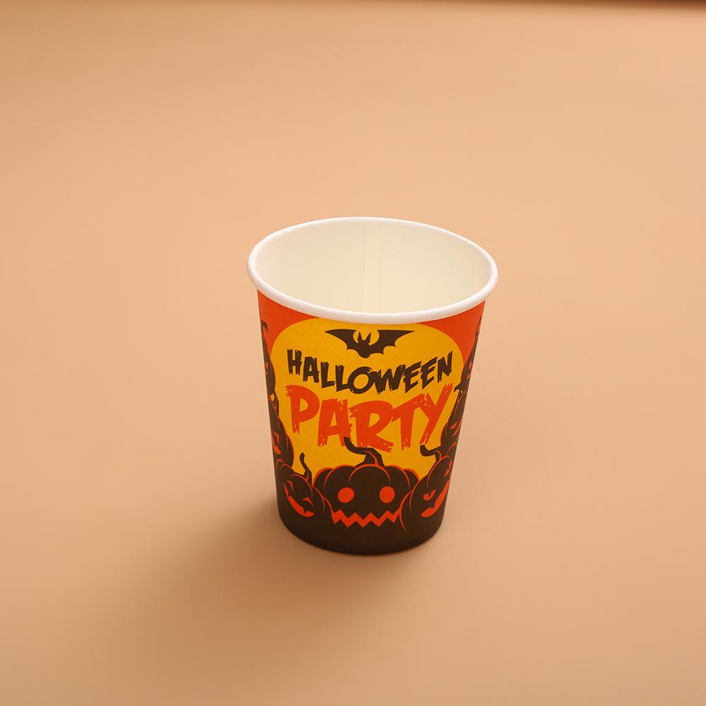 Cross-Border Halloween Party Disposable Plate Set: Pumpkin & Bat Paper Cups and Plates