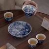 Blue And White Hibiscus Flower Single Three-Talent Cover Bowl Ceramic Teacup Master Cup Kung Fu Tea Set Guest Tea Bowl