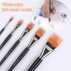 5pcs/set Watercolor Flat Comb Brush Wooden Handle Nylon Paint Brushes Art Students' Sketching Watercolor/acrylic Painting Brush