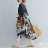 Summer Literary Plus Size Loose Contrasting Color Large Swing Printed Short Sleeved Dress for Women