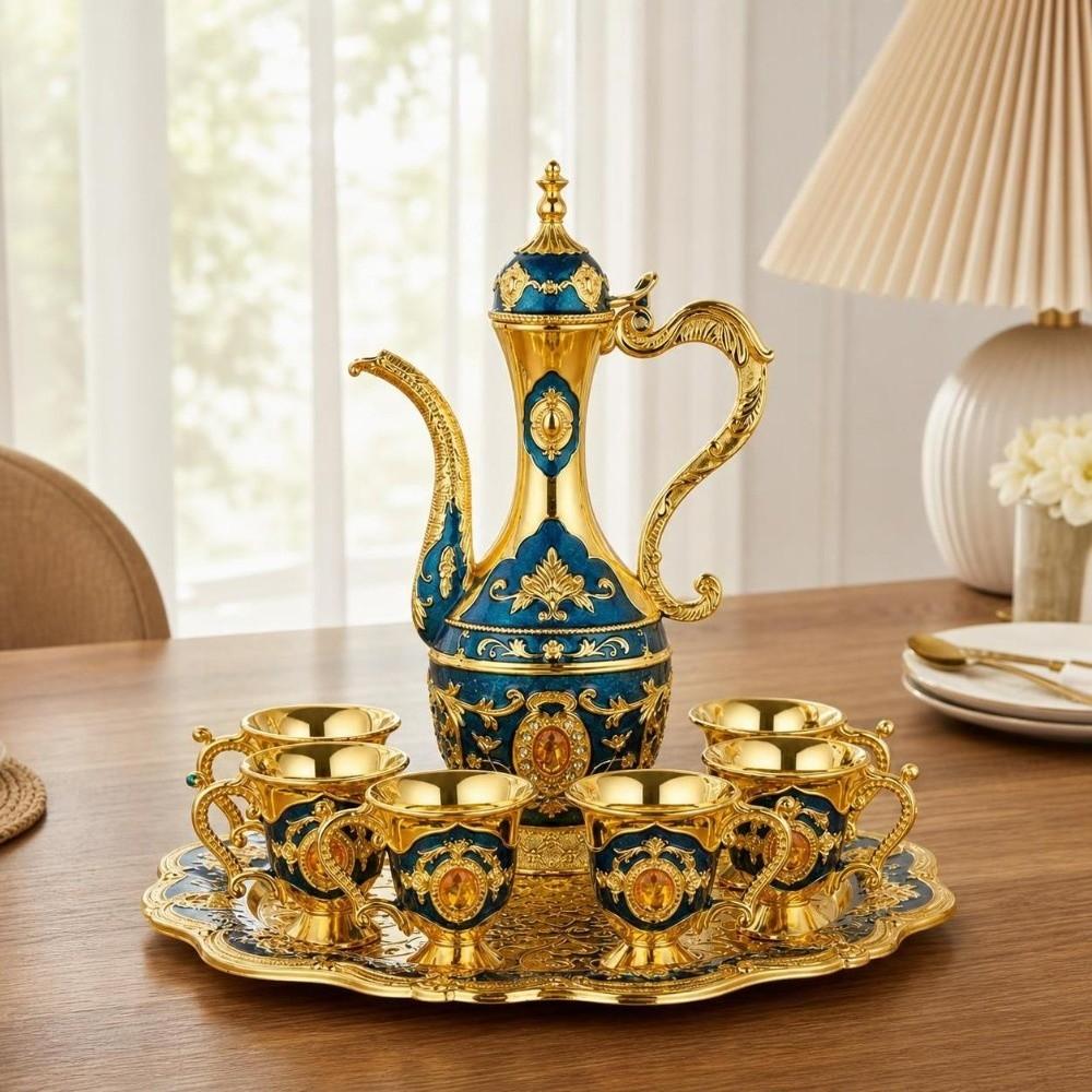 Gifts Luxury Turkish Tea Set Multifunctional Decorative Teapot Kit Metal European Style Vintage Wine Set Home