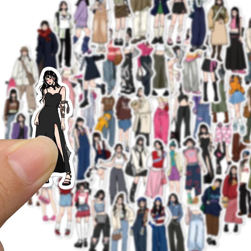 65 Stück FFlapper Mode Kleidung Mode Tragen Aufkleber Wasserdichte PVC Laptop Koffer Kühlschrank Skateboard Dekoration Aufkleber