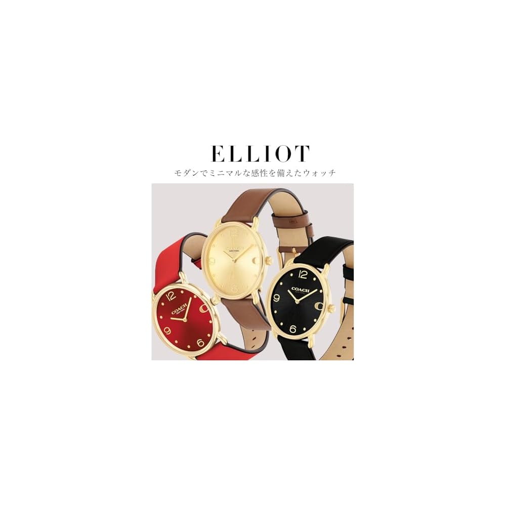 Coach Elliot Women's Watch Gold Dial Brown Leather Strap 14504201