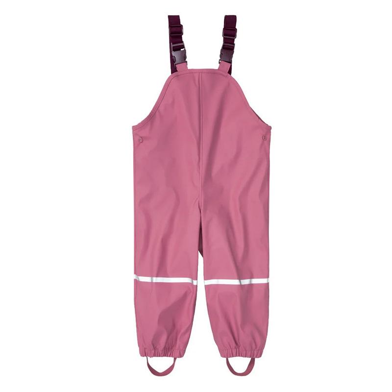Children's Waterproof Fleece-Lined Outdoor Rain Bib Pants Jumpsuit