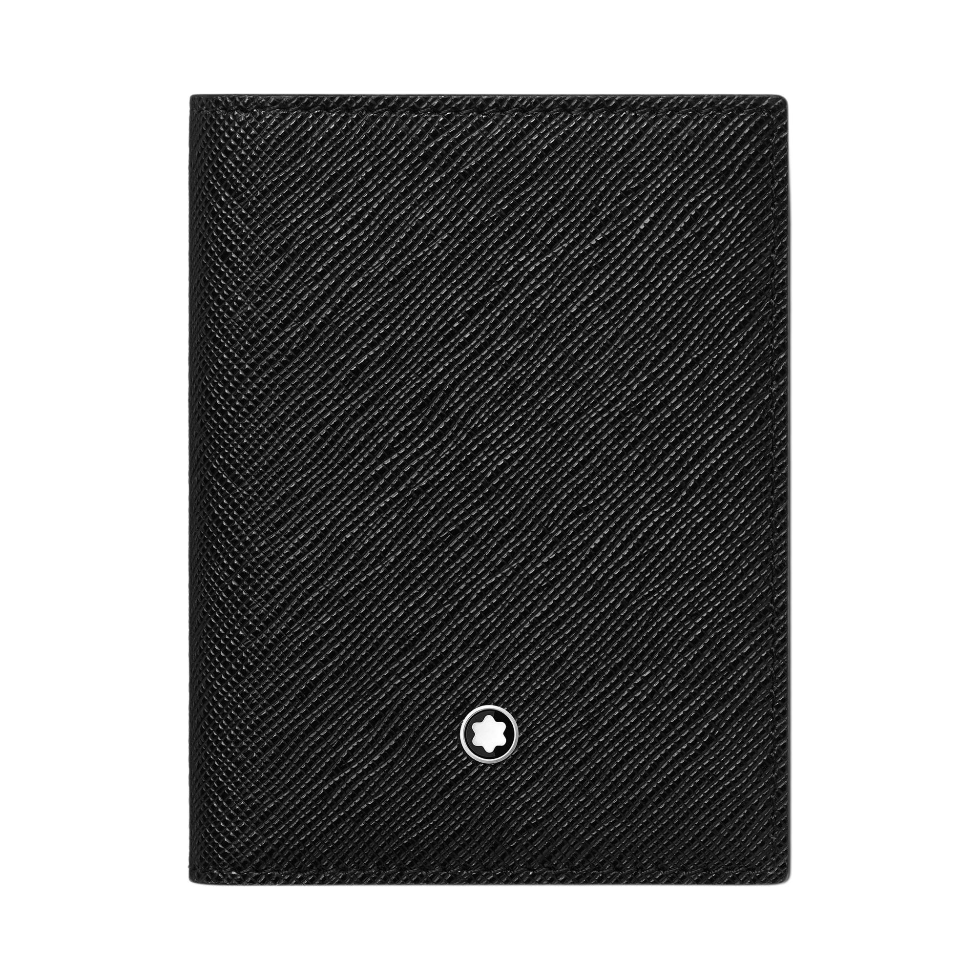 Montblanc Hexagonal White Star Brand Logo Flip Closure Cowhide Leather Card Holder Men Card Holder Classic-Black 130322 Box(Basic Set+Box)