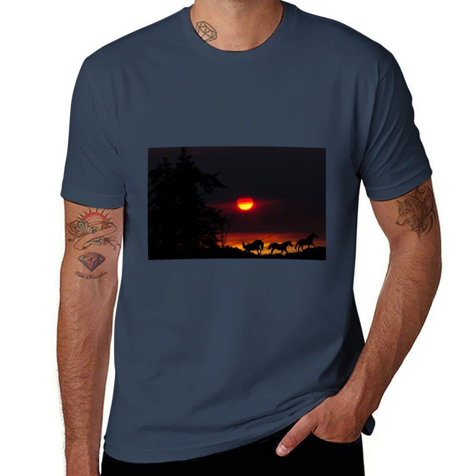 Sunset Run Tshirt Holiday All Match Tshirt S