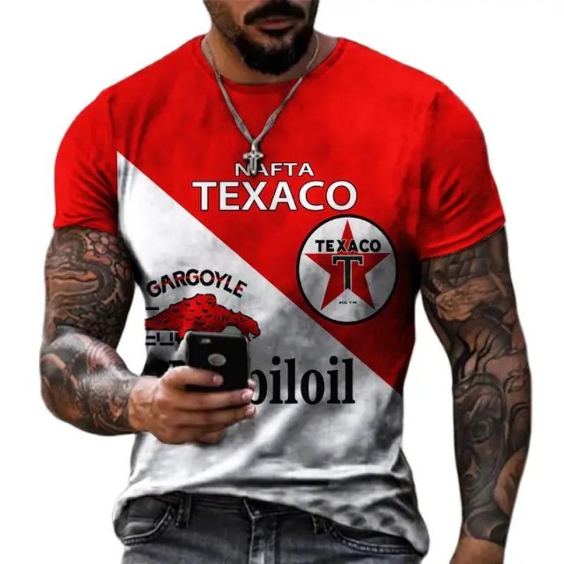 Vintage Men's T-shirts 3D Retro Print Short Sleeve Letter Tops Fashion Oil T Shirt For Mens Motorcycle T-shirts Oversized Tees