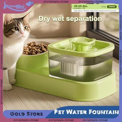 Automatic Pets Water Fountain Mute Filter Cats Drinker Dry Wet Separation Cat Drinking Bowl with Feeder for Cat Dog Pet Supplies