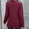 GMXIA Autumn Winter Women Pit Strip Wool Round Neck Solid Color Button Long Sleeve Top