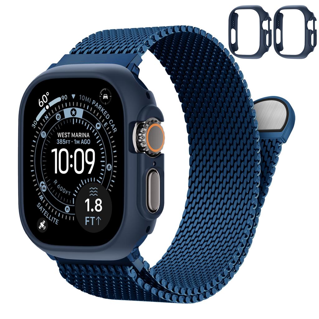 Voor Apple Watch Band Ultra2 3 49mm 45mm 42 46mm 40mm 44mm Milanese Armband iWatch series SE 11 10 9 8 7 Behuizing+Dikke Metalen Band