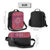 Vintage Pink Oriental Bohemian Moroccan Artwork Thermal Lunch Bags Geometric Diamond Lunch Tote Outdoor Storage Bento Food Box
