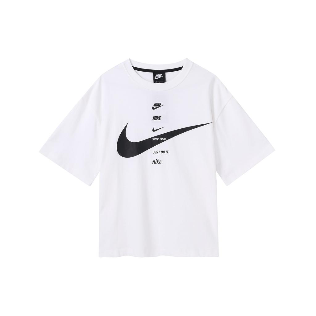 Nike T Shirts Women's White Crew Neck Moderate Straight Fit CU5683-100