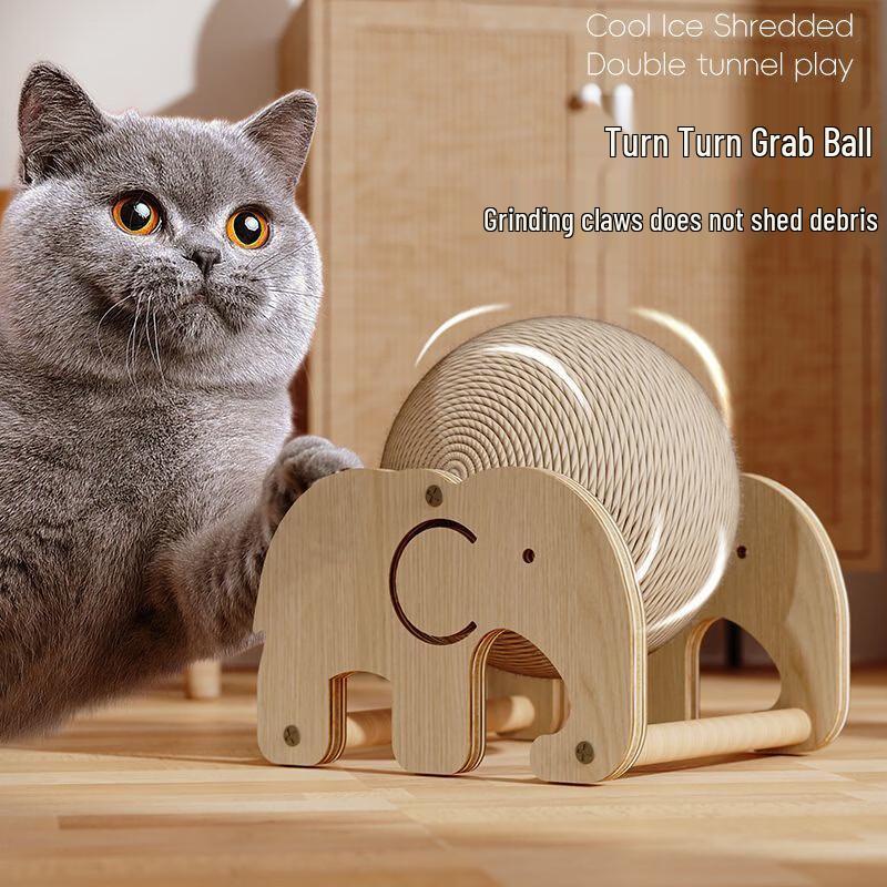 Crazy Owner Vertical Sisal Cat Scratch Ball Toy