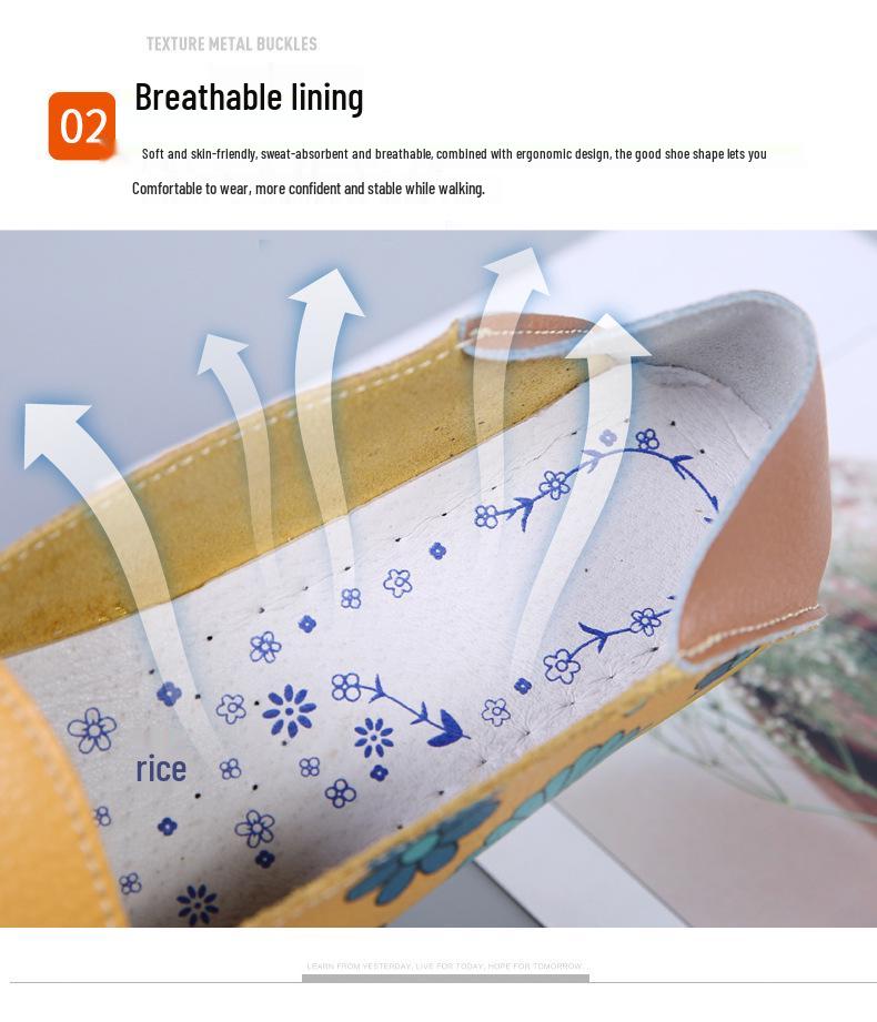 2025 Women's Printed Cowhide Pointed Toe Flats - Comfortable Casual Nursing Shoes