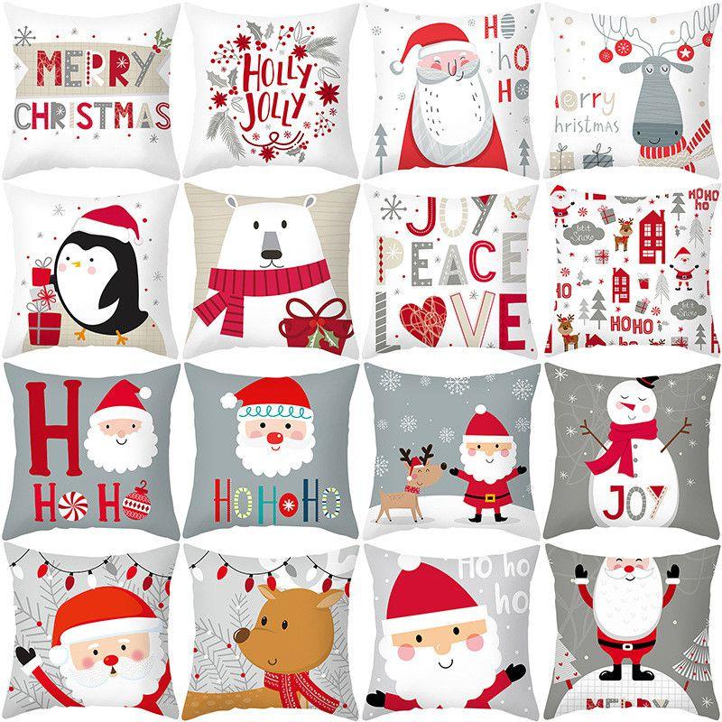Festive Santa Claus Christmas Cushion Cover With Super Soft Peach Skin Velvet For Home Decor
