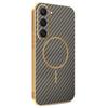 For Samsung Galaxy S23 Phone Case Carbon Fiber Textured Electroplated TPU Back Cover