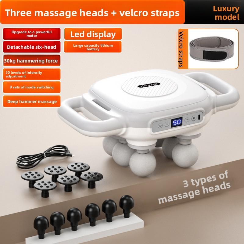 

6-Head Fascia Gun High-Frequency Vibration Body Massage Gun Back and Waist Massager Neck Shoulder Massager Muscle masajeador білий